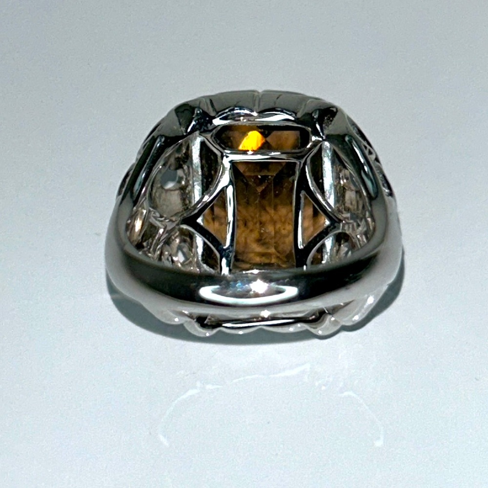 NWOT Sterling Silver Smoky Quartz Designer Free Form Ring Modern - Picture 7 of 9